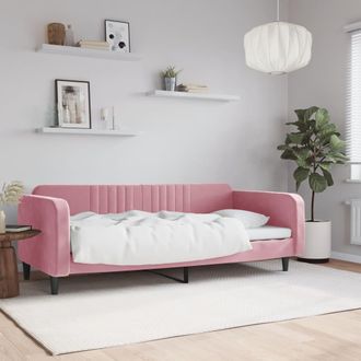 vidaXL Sof&aacute; Cama Sin Colch&oacute;n Terciopelo Rosa 90x200 Cm Vidaxl