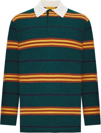 Guest In Residence Tops, Heren, Veelkleurig, M, Kasjmier, Groene Gestreepte Cashmere Polotrui