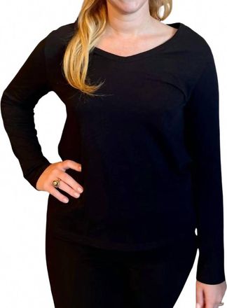Elliott Lauren V-Neck Long Sleeve Tee In Black