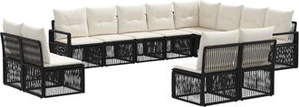 vidaXL Conjunto De Sof&aacute;s De Jard&iacute;n 12 Uds. Negro Rat&aacute;n Sint&eacute;tico Vidaxl