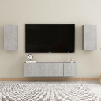 vidaXL Set De Muebles De Sal&oacute;n 4 Pzas Madera Ingenier&iacute;a Gris Hormig&oacute;n Vidaxl