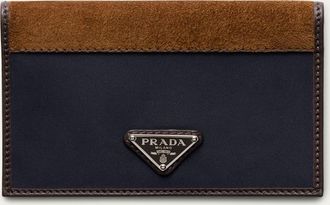 Prada Mens Nylon and Suede Bifold Card Holder