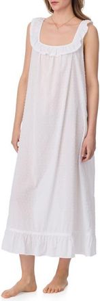 Eileen West Lace Trim Swiss Dot Nightgown in White at Nordstrom, Size Small