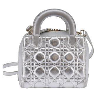 Dior Lady Cannage Matelass&eacute; Silver Leather Bag (Pre-Owned)