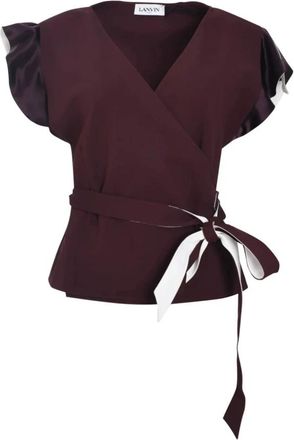 Lanvin Wikkel Top - Dames - Blouses - Rood - M - Nylon - Overhemden