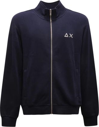 Sun 68 Track Zip Basic Fleece - Heren - Vesten met rits - Blauw - 2XL - Katoen - Hoodies & sweatvesten