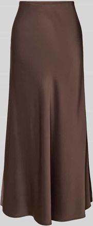 Comma Schimmernder Midirock aus Satin in Dunkelbraun, Gr&ouml;&szlig;e 34