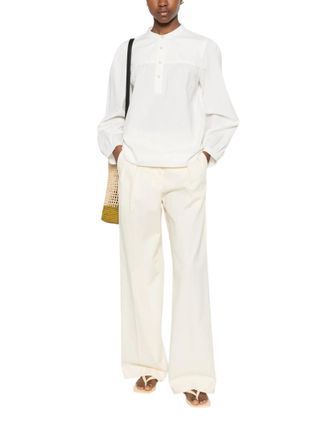 A.P.C. White Solid Band Collar Top