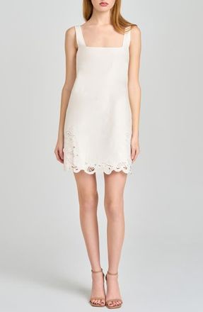 Wayf Katarina Eyelet Embroidered Stretch Cotton Minidress in Ivory at Nordstrom, Size X-Small
