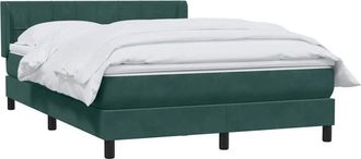 vidaXL Cama Box Spring Con Colch&oacute;n Terciopelo Verde Oscuro 160x210 Cm Vidaxl
