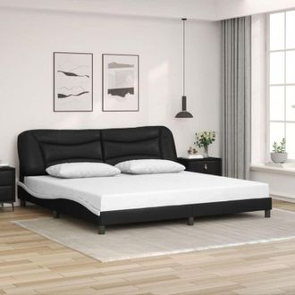 vidaXL Vidaxl - Cama Sin Colch&oacute;n Cuero Sint&eacute;tico Negro Blanco 200x200 Cm