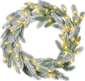 Beliani Beliani - Corona De Navidad Sint&eacute;tica Para Puerta De Entrada Con Luces Pre Iluminada 45 Cm Verde Albini