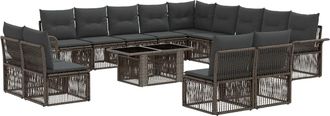 vidaXL Conjunto De Sof&aacute;s De Jard&iacute;n 14 Uds. Gris Y Gris Oscuro Vidaxl