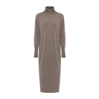 Paul & Shark Wool Dress With Side Slits - Dames - Jurken - Bruin - Maat: XS Wol