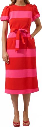 Sugarlips Lolli Pop Stripe Midi Dress In Fuchsia Red