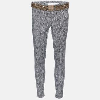 Elisabetta Franchi Gold Monochrome Chevron Nylon Blend Jeggings