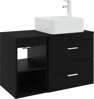 vidaXL Juego De Muebles De Ba&ntilde;o 2 Uds. Roble Negro Vidaxl