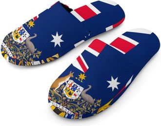 Generic Flag of Australia Australian Coat of Arms Mens House Slippers Slip Indoor Slipper On Shoes Warm Outdoor