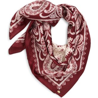 Lele Sadoughi Paisley Square Satin Scarf in Merlot Paisley at Nordstrom