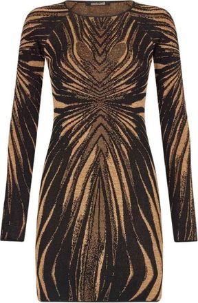 Roberto Cavalli Gouden Ray Print Minijurk - Dames - Feestkleedjes - Veelkleurig - L - Kleedjes