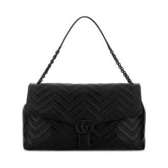 Gucci Tassen, Dames, Zwart, ONE Size, Nylon, GG Marmont Maxi Schoudertas