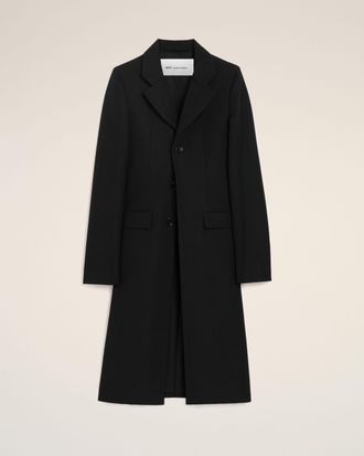 Ami Black New Wool Simple Breasted Fitted Coat Black - 34 - for Women