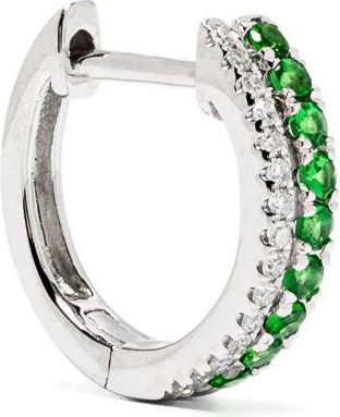 Roxanne First 14K White Gold Diamond And Garnet Double Row Hoop Earring - Womens - Garnet/Diamond/14kt White Gold