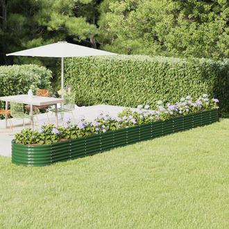 Berkfield Home Garden Raised Bed Powder-coated Steel 620x80x36 cm Green | Size: 620 x 80 x 36 cm