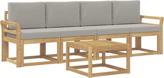 vidaXL Conjunto De Sof&aacute;s De Exterior 5 Uds. Blanco Y Gris Claro Vidaxl