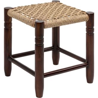 Jonathan Y Designs Handcrafted Wood Backless Indoor/Outdoor Bar Stool with Synthetic Woven Seat in Dark Brown -15.75 at Nordstrom