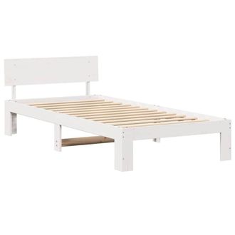 Berkfield Home Bed Frame with Headboard White 100x200 cm Solid Pine Wood