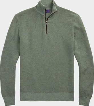 Ralph Lauren Purple Label Mens Birdseye Cashmere Quarter-Zip Sweater