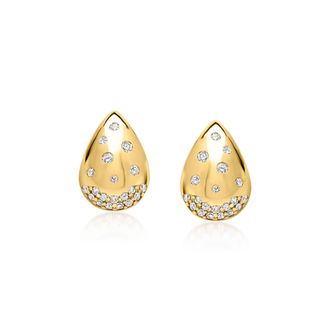 Ross-Simons Scattered-Diamond Teardrop Earrings in 18kt Gold Over Sterling