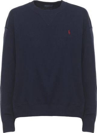 Ralph Lauren Cotton Fleece Crewneck Sweatshirt - Dames - Sweatshirts - Blauw - L - Katoen - Hoodies & sweatvesten