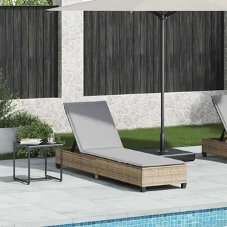 vidaXL Vidaxl - Lettino Prendisole con Cuscini Beige 55x200x25,5cm Polyrattan