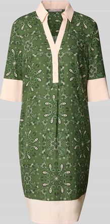Christian Berg Knielanges Kleid mit Polokragen und kurzer Knopfleiste in Oliv, Gr&ouml;&szlig;e 34