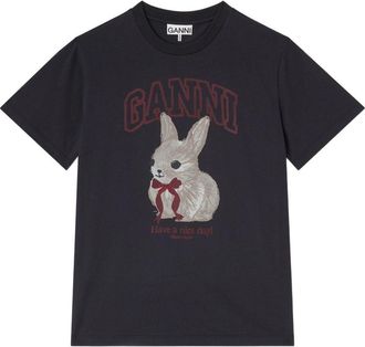 Ganni Rabbit Organic Cotton T-Shirt-Donna