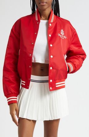Sporty & Rich Vendome Nylon Varsity Jacket in Fire Red at Nordstrom, Size X-Small