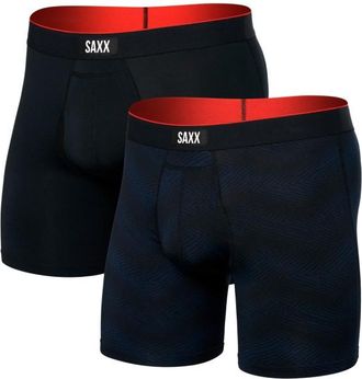 Saxx Multi-Sport Mesh Boxer Brief Fly 2-Pack Kunstfaserunterw&auml;sche f&uuml;r Herren | schwarz