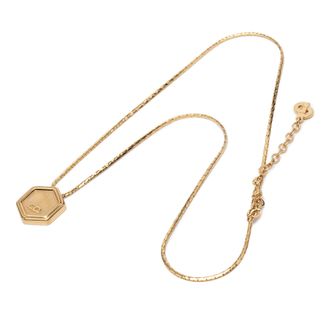 Dior Tweedekans Gouden Geplateerde Hexagon Logo Hanger Ketting