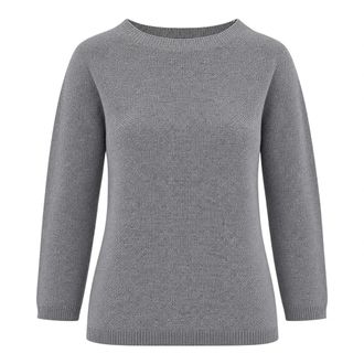Fabiana Filippi Platinum met lurex bootnek Grote rijstkorrelsteek - Dames - Ronde hals truien - Grijs - XS - Wol - Truien & Vesten