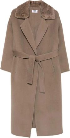 Betta Corradi Geklede Jas met Ceintuur - Dames - Jas met riem - Beige - M - Leer - Jassen