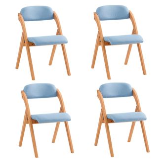 SoBuy Lotre De 4 Sillas Plegables De Madera Con Asiento Y Respaldo Tapizado Sill&oacute;n Para Cocina, Oficina 47 X 60 X 77 Cm Azul Fst92-blx4 Sobuy Es