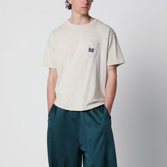 Needles T-shirt in cotone beige con ricamo