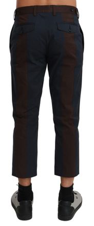 Dolce & Gabbana Mens Striped Cropped Trousers Navy Cotton Nylon