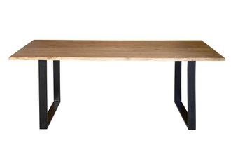 Giner&Colomer Mesa comedor en madera acacia natural y patas de metal negro