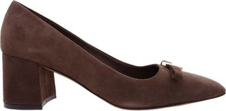 Ferragamo Myra Bow Block Heel Pumps, Size 7 C