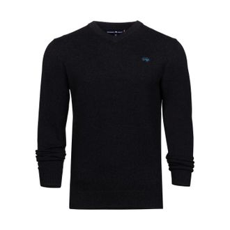 Raging Bull Mens Classic Knitted Cashmere Blend V Neck Jumper (XL) (Black)