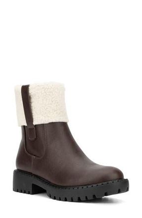 New York & Company Nelli Faux Shearling Collar Boot in Brown at Nordstrom Rack, Size 10