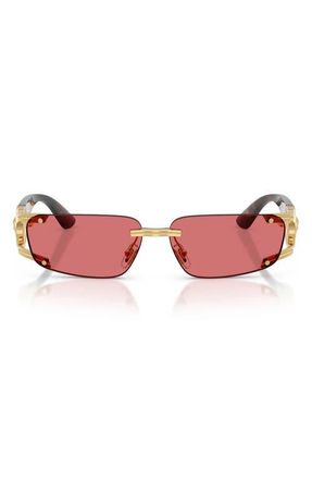 Versace 59mm Rectangular Sunglasses in Gold /Red Hiper 8 at Nordstrom